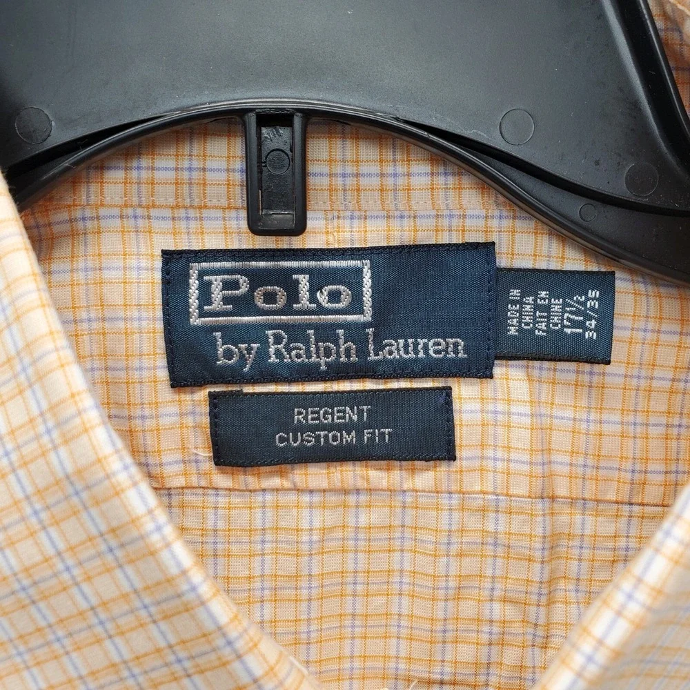 Polo by Ralph Lauren Dress Shirt Men's 17.5 Multi Plaid Regent Custom Fit Collar